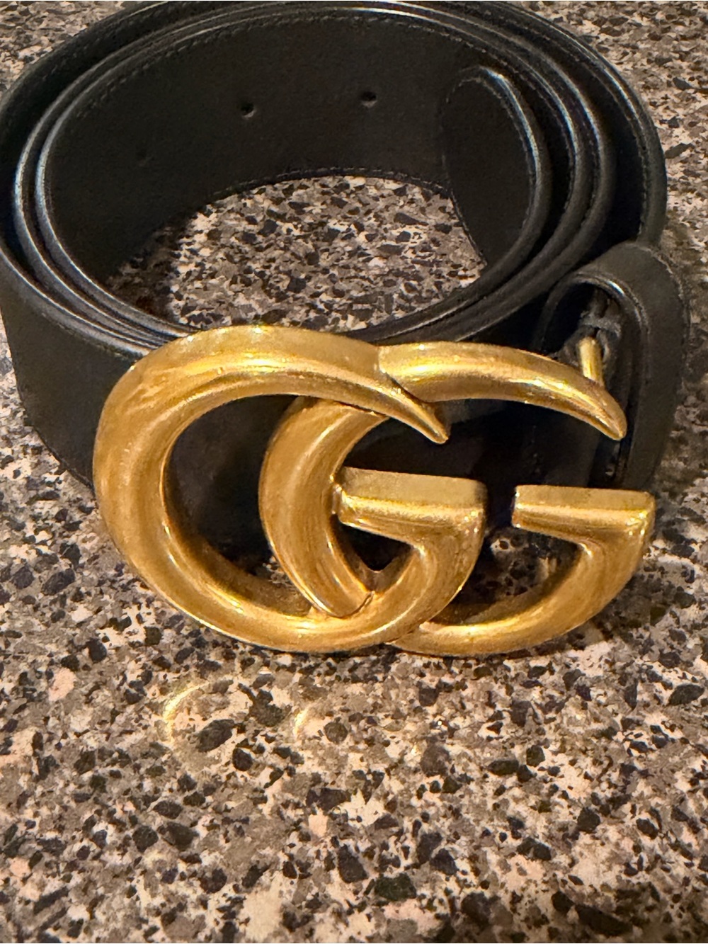Gucci Black Leather Belt with Gold Double G Buckle